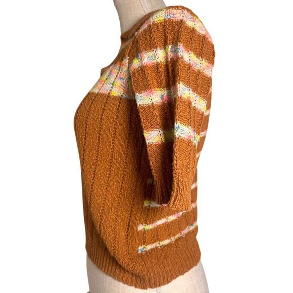 Free People Now & Then Cinnamon Women’s Sz S Collared Short Sleeved 70s Festival - Picture 8 of 16